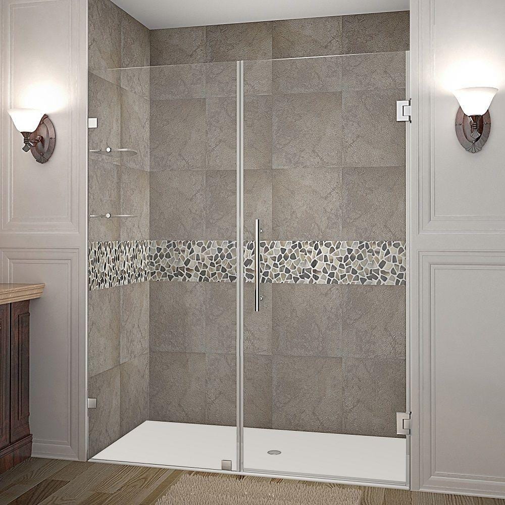 Nautis GS Frameless Hinged Shower Door with Glass Shelves