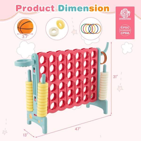 Costway Jumbo 4-to-Score 4 in. A Row Giant Game Set with Stickers
