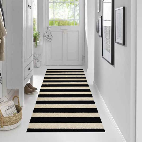 In-Home Washable/Non-Slip Farm House Stripes 2 ft. 3 in. x 3 ft. 11 in.  Area Rug & Mat