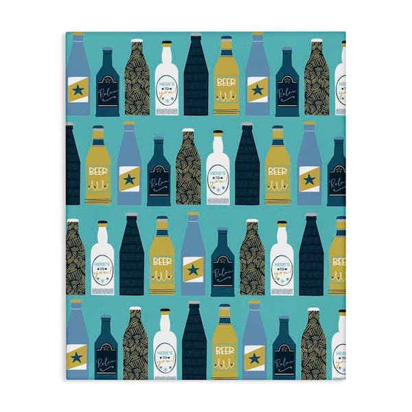Stupell Industries Arranged Beer Bottles by Angela Nickeas Unframed Food Graphic Art Print 30 in. x 24 in.