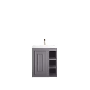 Alicante' 23.6 in. W x 18.3 in. D x 29.4 in. H Bathroom Vanity in Grey Smoke with White Glossy Resin Top