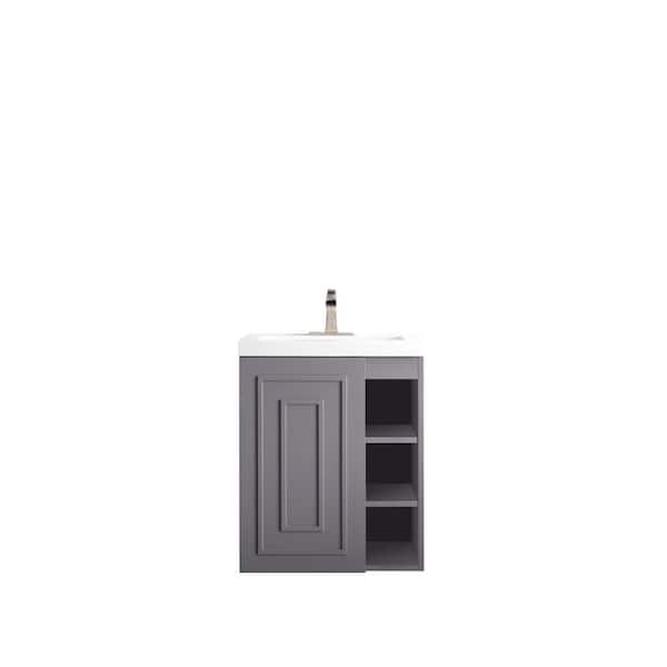 James Martin Vanities Alicante' 23.6 in. W x 18.3 in. D x 29.4 in. H Bathroom Vanity in Grey Smoke with White Glossy Resin Top