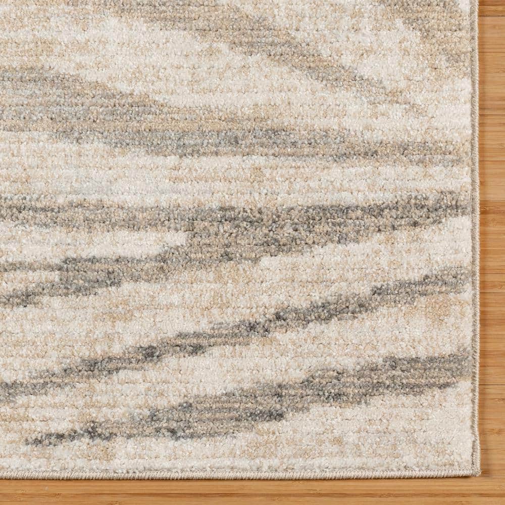Gray and Cream Zebra Striped Synthetic Area Rug 5' x 7'