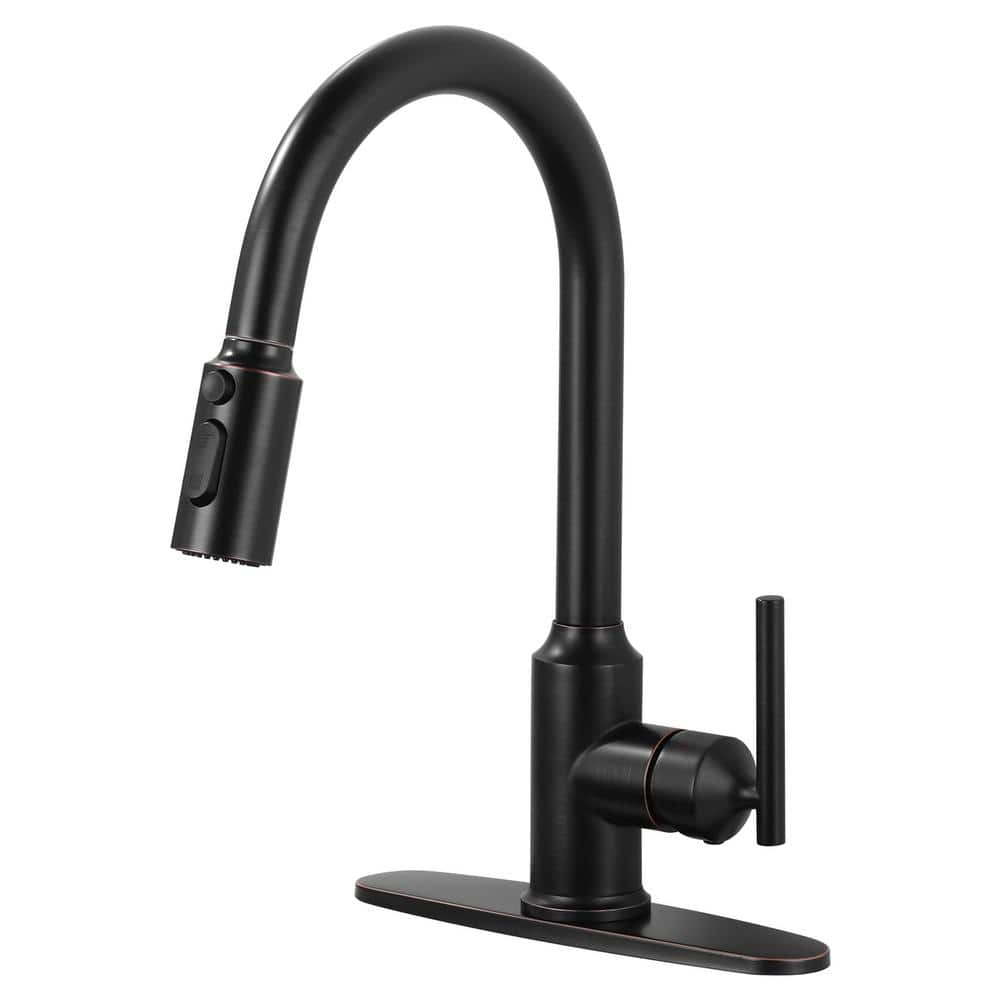 Oil Rubbed Bronze Pull Down Kitchen Faucet with Pull-out Spray