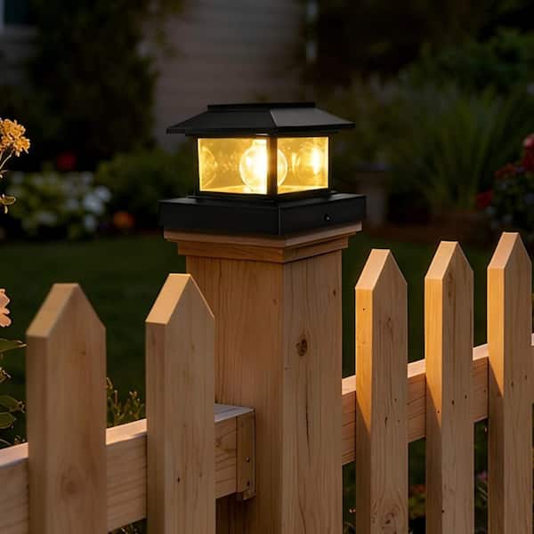 Low Voltage 8 Pack Black Warm White Integrated LED 4 x 4 Solar Deck Post Cap Light