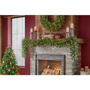 9 ft. Pre-Lit LED Wesley Pine Artificial Christmas Garland