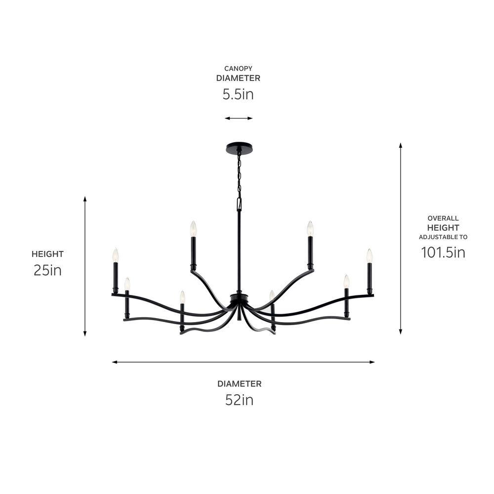 Malene Black 8-Light Taper Candle Style Chandelier