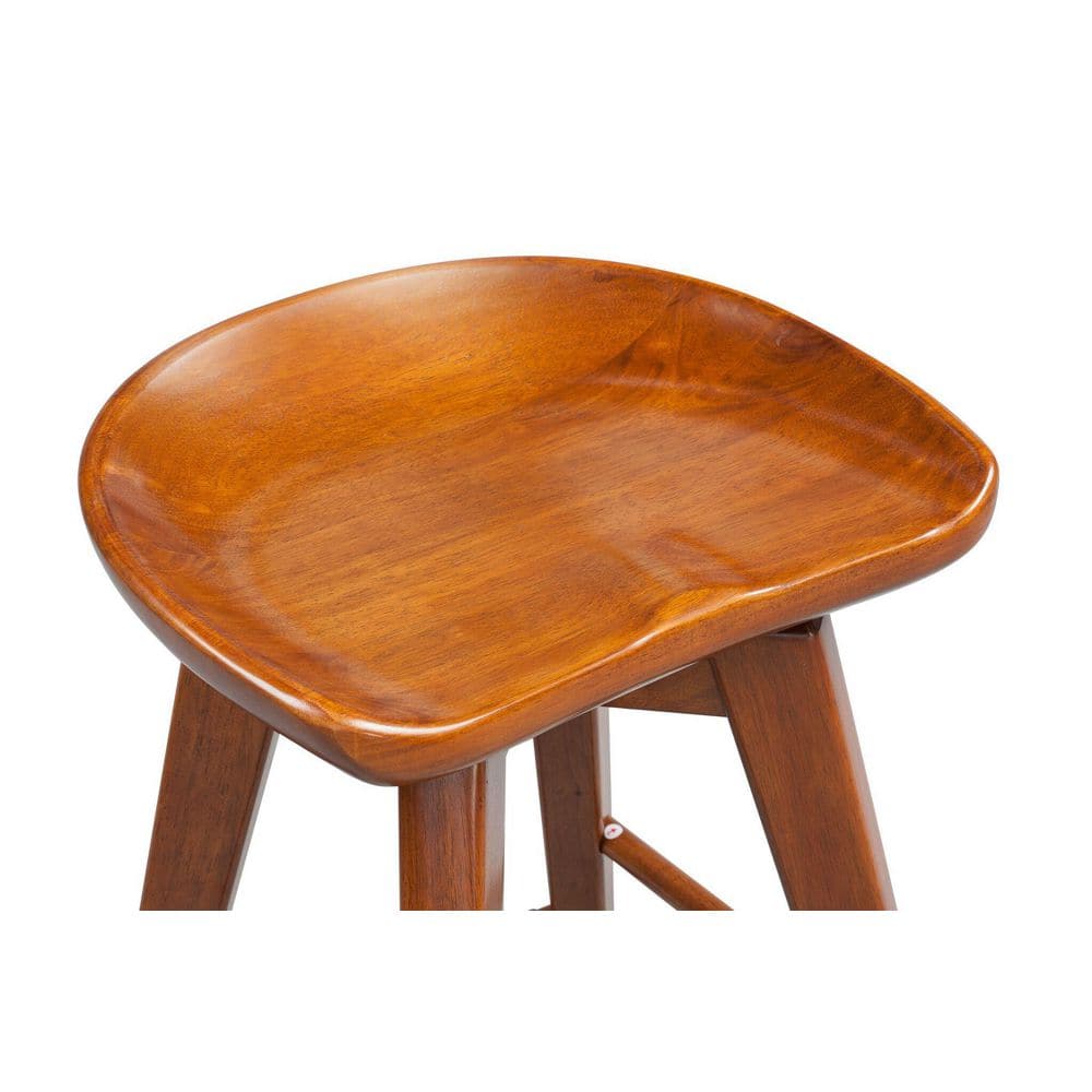 Walnut Flare-Leg 24" Swivel Counter Stool with Metal Accents
