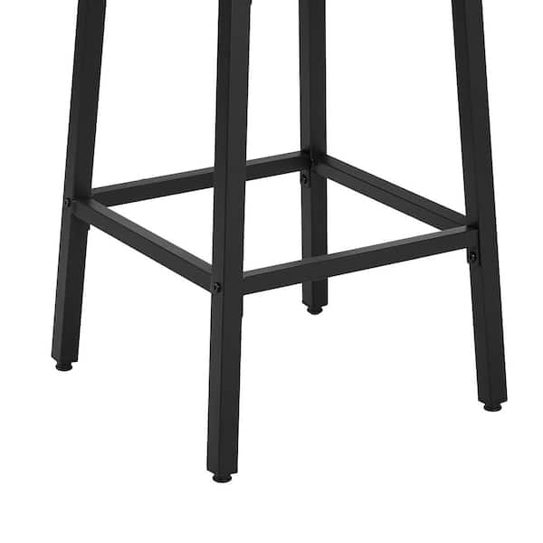 Bar Stools Set of 6, Black PU Upholstered Breakfast Stools, Bar Chairs, 24-Inch Height Industrial Metal Dining Chairs