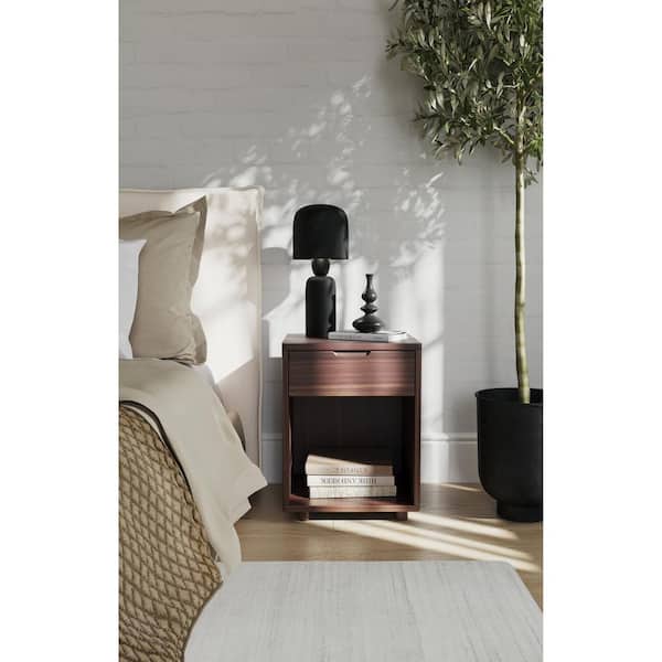 Darcy Brown 1-Drawer 17 in. W Nightstand with Soft-Close Glides