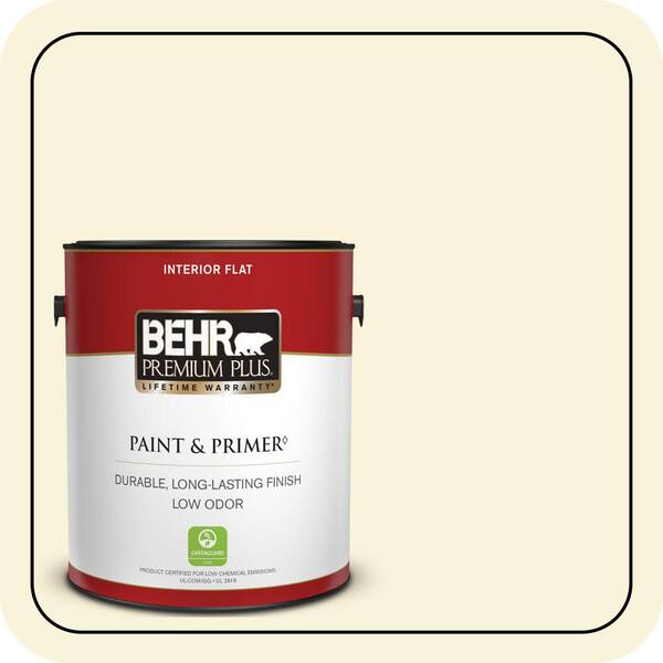 BEHR PREMIUM PLUS 1 gal. #380C-1 Sun Glint Flat Low Odor Interior Paint & Primer