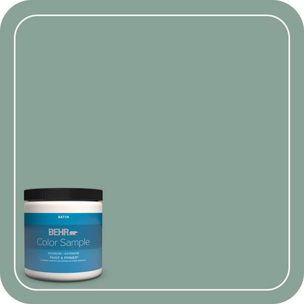BEHR PREMIUM PLUS 8 oz. #T16-12 Modern Mint Satin Enamel Interior/Exterior Paint & Primer Color Sample
