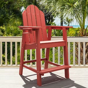 Red Plastic Bar Height Adirondack Chairs Outdoor Bar Stool Set of 1