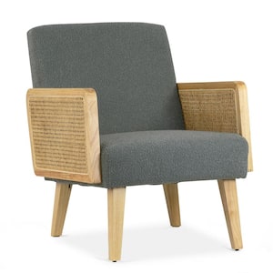 Ayaki Gray Woven Accent Chair with Rattan Arms