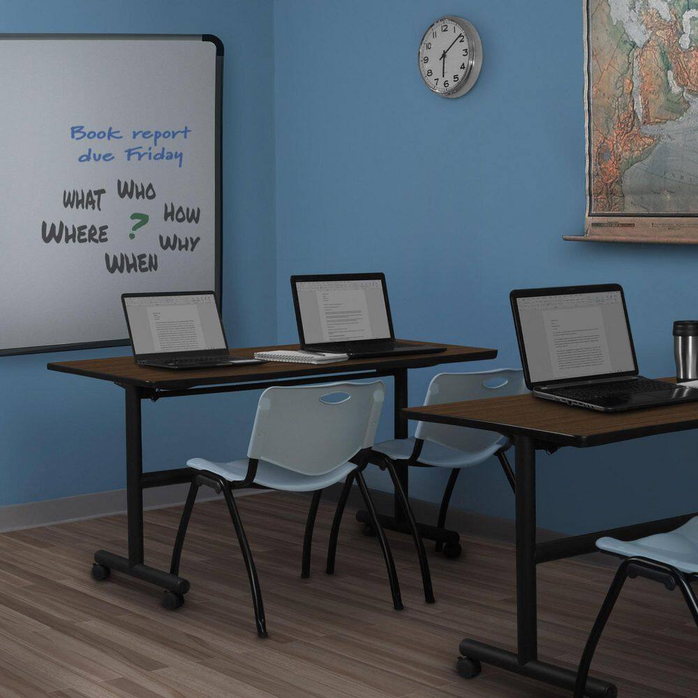 Regency Kobe 60 in x 24 in. Neo Walnut Flip-Top Training Nesting Table ...