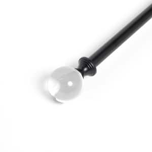 66 in. - 120 in. Telescoping 3/4 in. Single Curtain Rod Kit in Black with Crystal Ball Finial