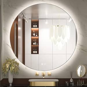 40 in. W. x 40 in. H Round Frameless Dimmable Super Bright LED Anti-Fog Wall Mount Bathroom Vanity Mirror with Backlit