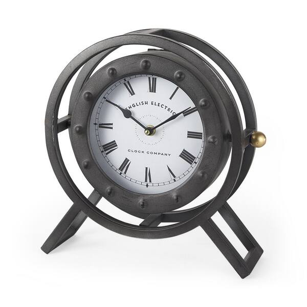 Mercana Gaston Gray Metal Circular Table Clock