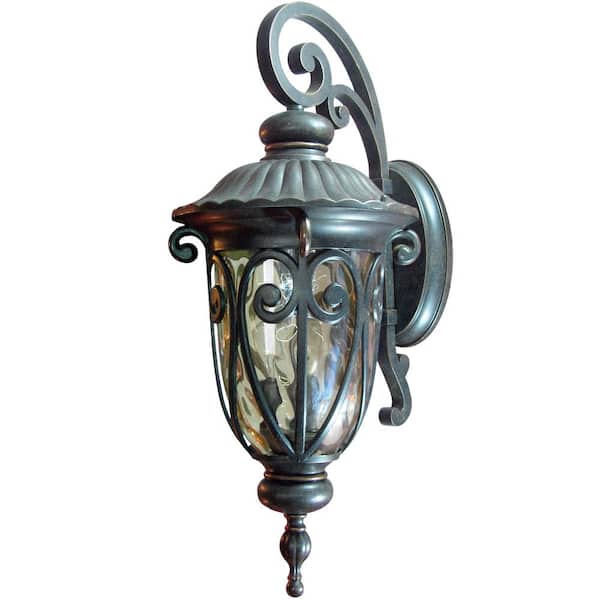 Unbranded Hailee 3-Light Oil-Rubbed Bronze Outdoor Wall Lantern Sconce