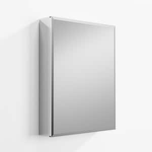 20 in. W x 26 in. H Rectangular Metal Recessed/Surface Mount Medicine Cabinet with Mirror in Silver