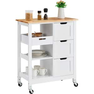 Kitchen Island Cart Rolling Storage Cabinet on Wheel, Kitchen Cart with Drawer and Shelves