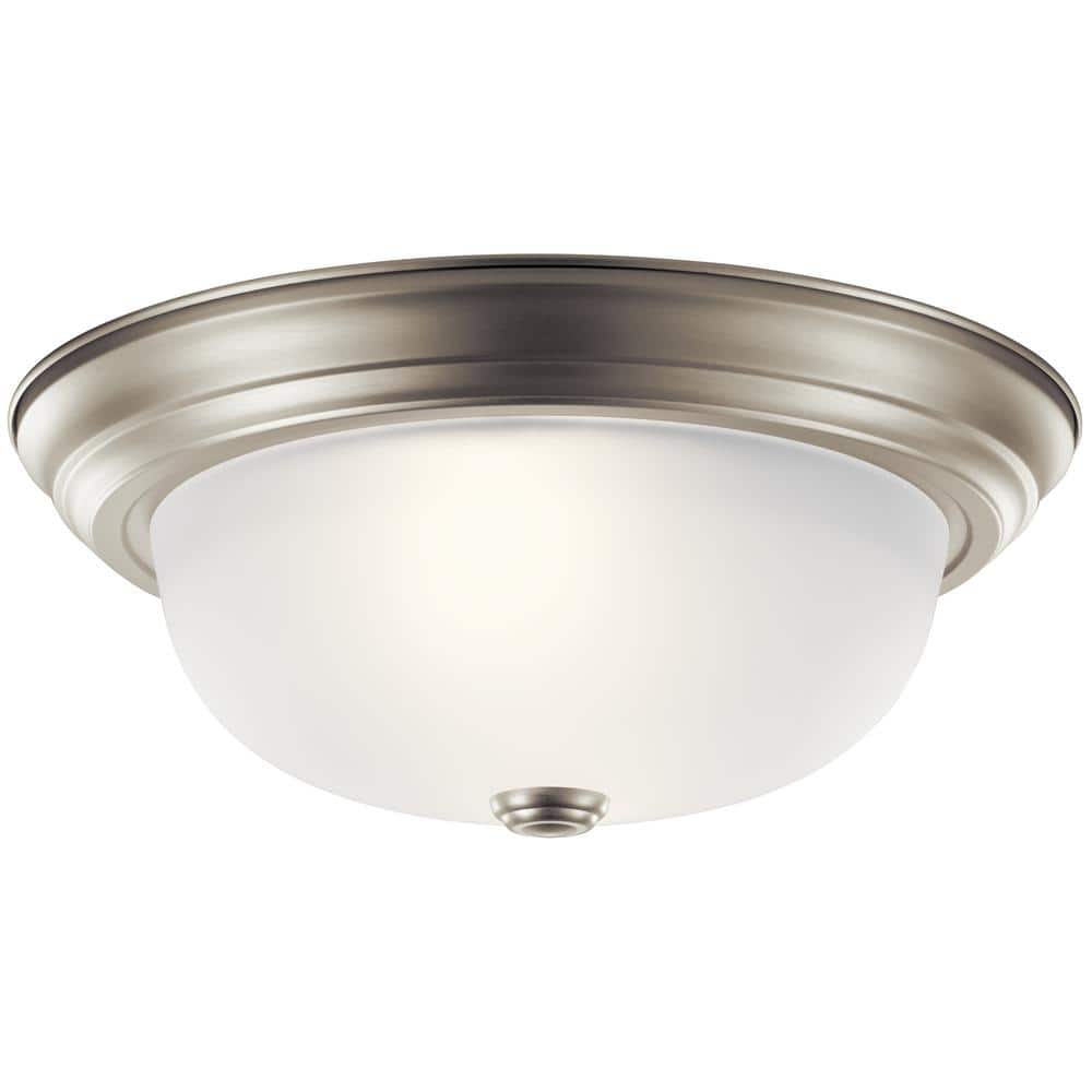 Transitional 13'' Black and Brushed Nickel 2-Light Flush Mount Ceiling Fixture