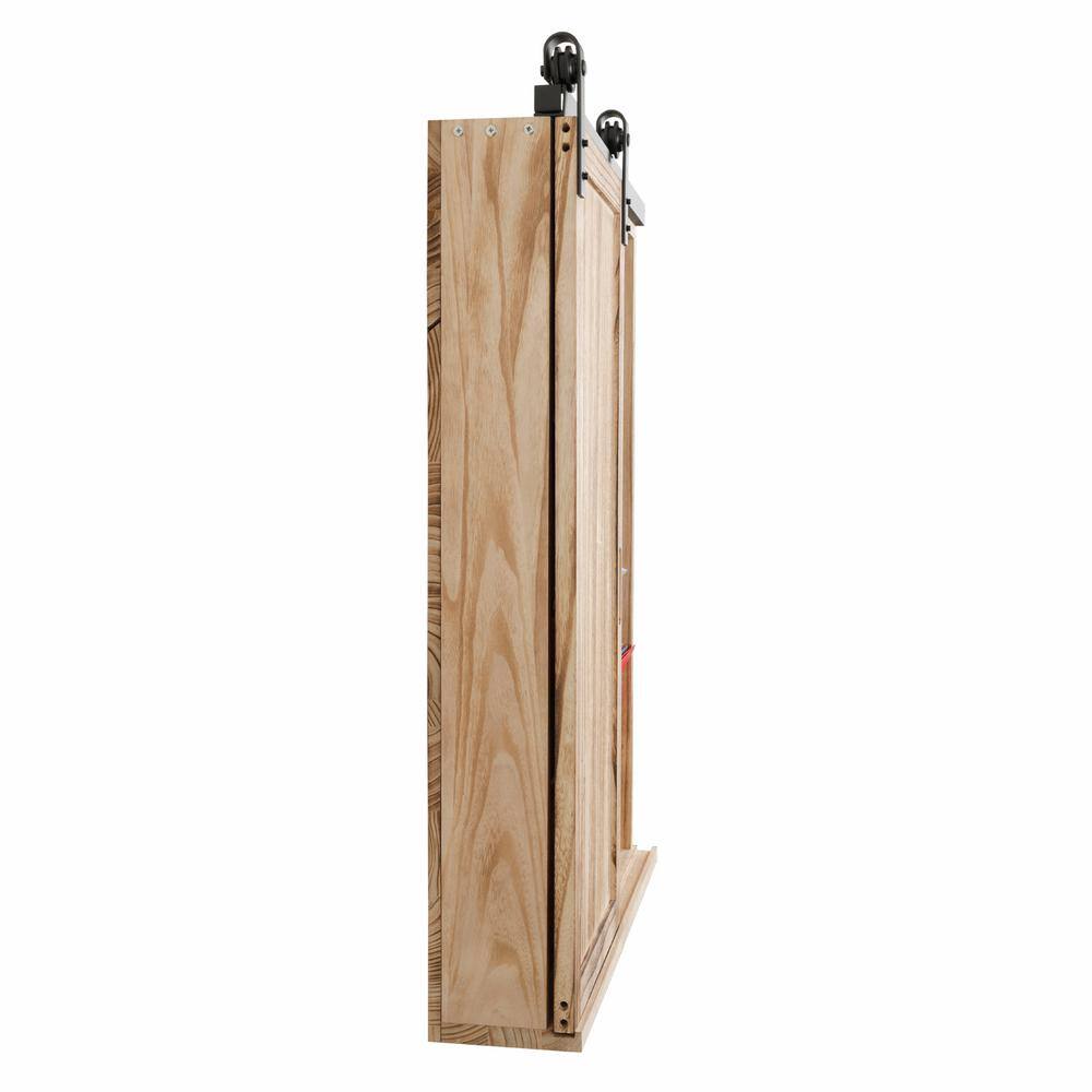 Natural Wood Barn Door Wall Organizer with Corkboard