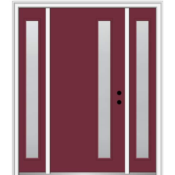 MMI Door 68.5 in. x 81.75 in. Viola Left-Hand Inswing 1-Lite Frosted Painted Fiberglass Smooth Prehung Front Door with Sidelites