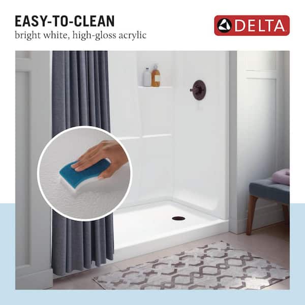 Delta - Classic 400 48 x 34 Alcove Shower Pan Base with Center Drain in High Gloss White