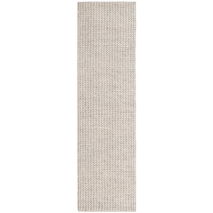 Natura Ivory/Silver 2 ft. x 12 ft. Solid Runner Rug