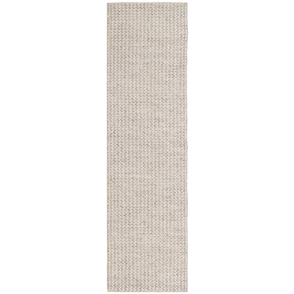 Natura 2 ft. x 20 ft. Ivory/Silver Solid Color Distressed Runner Rug
