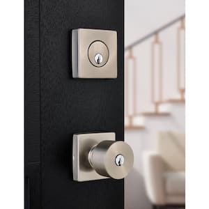 Ridgeway Satin Nickel Single Cylinder Door Knob Combo Pack with Square Rose