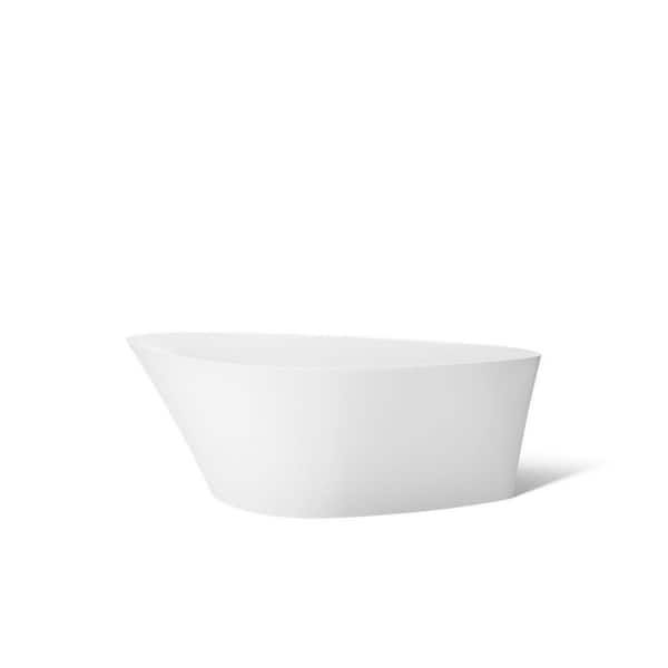 KOHLER Veil 66 in. Resin Flatbottom Freestanding Bathtub in White