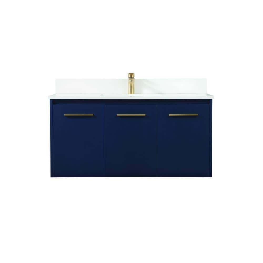 Timeless 40 in. W Single Bath Vanity in Blue with Engineered Stone Vanity T