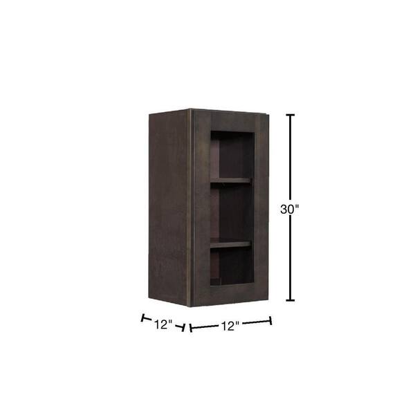 LIFEART CABINETRY Lancaster Shaker Assembled 12 in. x 30 in. x 12 in. Wall Mullion Door Cabinet with 1 Door 2 Shelves in Vintage Charcoal