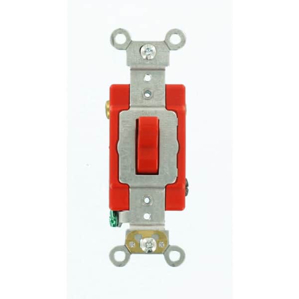 Leviton 20 Amp Industrial Grade Heavy Duty 3-Way Toggle Switch, Red
