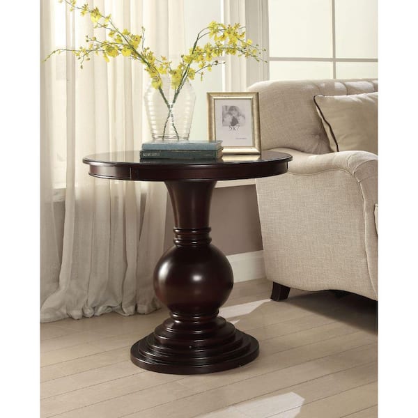 Tatahance 26 In Espresso Round Pedestal Traditional End Table 82816 Jm Tatahance 26 In Espresso Round, Round Pedestal Accent Tables