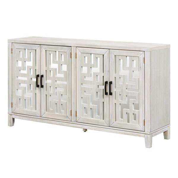 60 in. W x 16 in. D x 34.1 in. H in Navy Retro Acacia Wood MDF Ready to Assemble Floor Base Kitchen Cabinet Sideboard