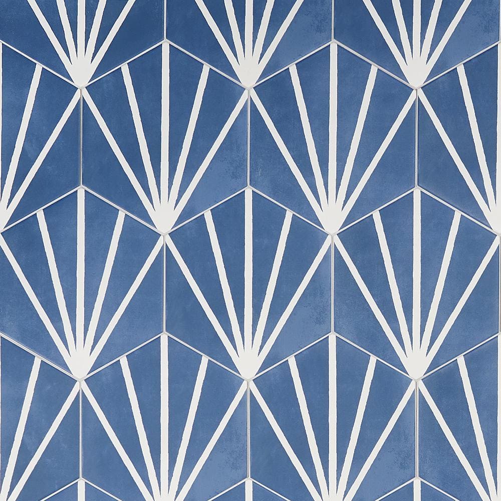 Blue and White Hexagon Matte Porcelain Tile for Floors and Walls