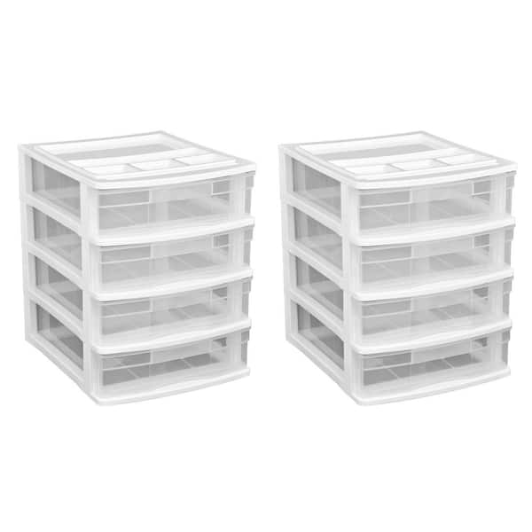 GRACIOUS LIVING Desk & Countertop 4 Drawer Storage Bin w/Organizer Lid (2  Pack) 2 x 92066-4C - The Home Depot