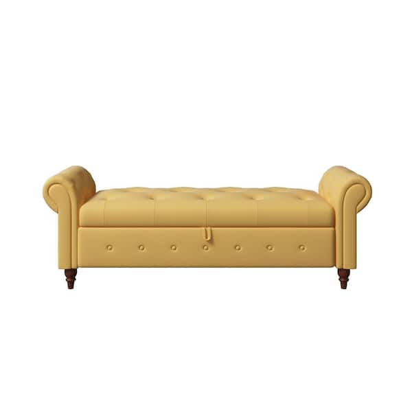 Donason Yellow Fabric Storage Bed Bench (24.4 in. H x 63 in. W x 22 in. D)