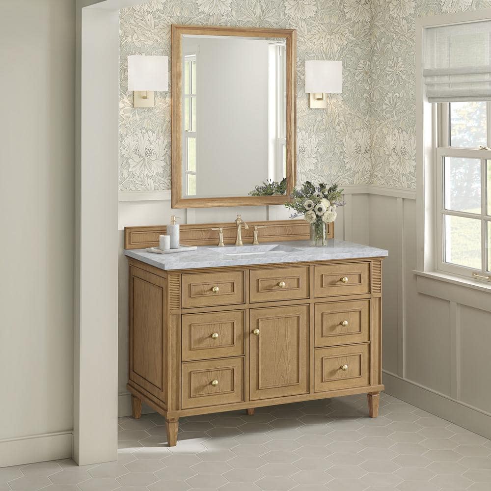 Lorelai 48.0 in. W. x 23.5 in. D x 34.06 in. H Single Bathroom Vanity in Light Natural Oak with Carrara White Marble Top