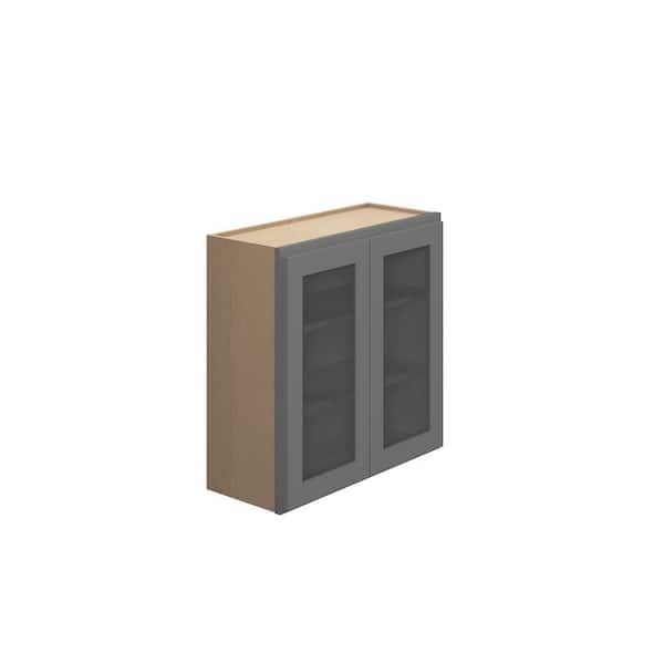 Kunal Kitchens Rockingham Recessed 30 in. W x 30 in. H x 12 in. D in Painted Stratus Plywood Assembled Glass Door Fin Interior Wall