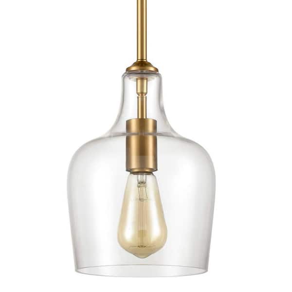 Modern Brass Glass Pendant Light for Kitchen Rod-Hung