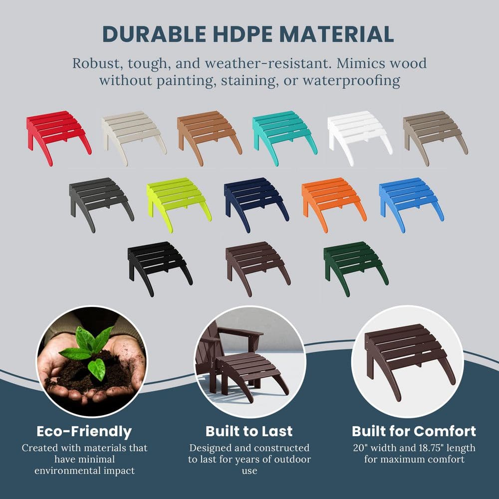 Dark Brown HDPE Foldable Outdoor Patio Ottoman