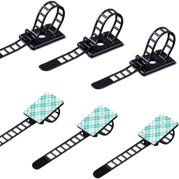 Cable Management Desk Wire Organizer 50 Pack Cable Ties Zip Ties Adhesive Cord Clips Cord Keeper in Black