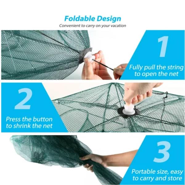  2 Pieces Convenient Foldable 8-Hole Fishing Net