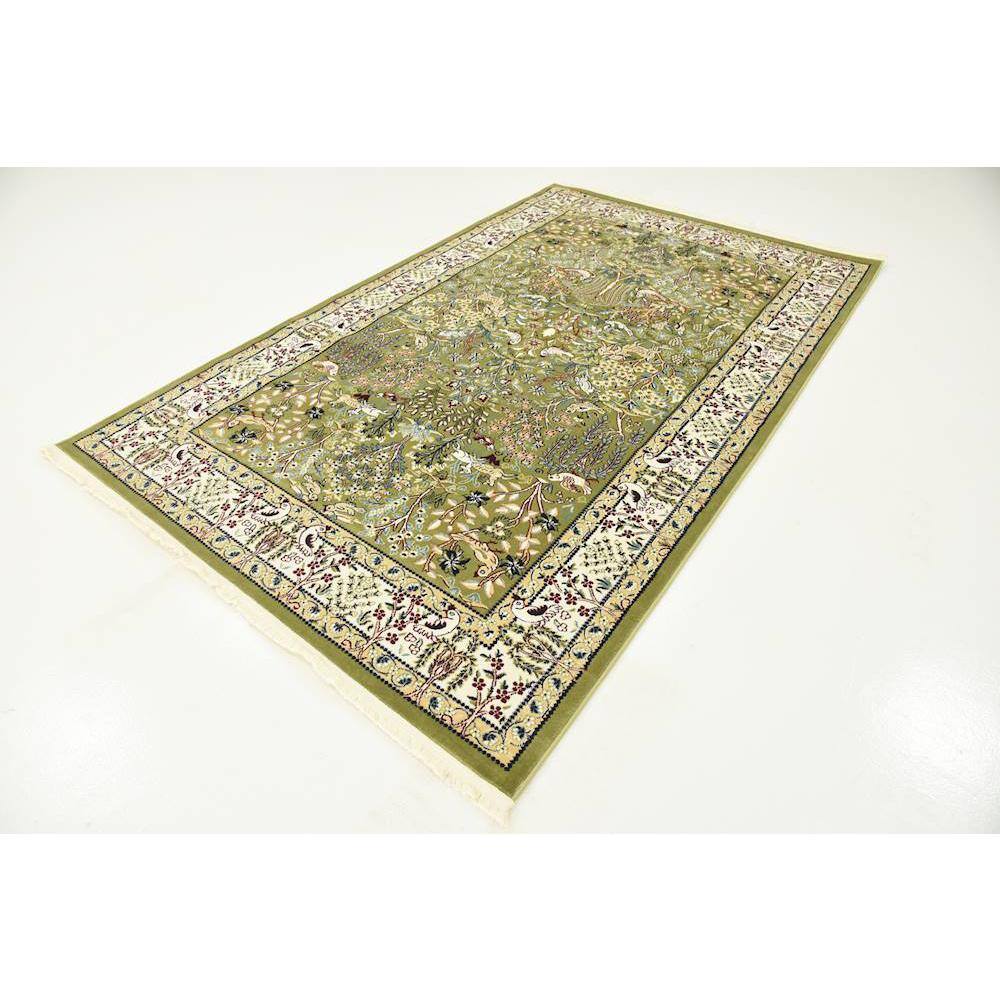 Emerald Blossom Easy-Care Rectangular Synthetic Rug
