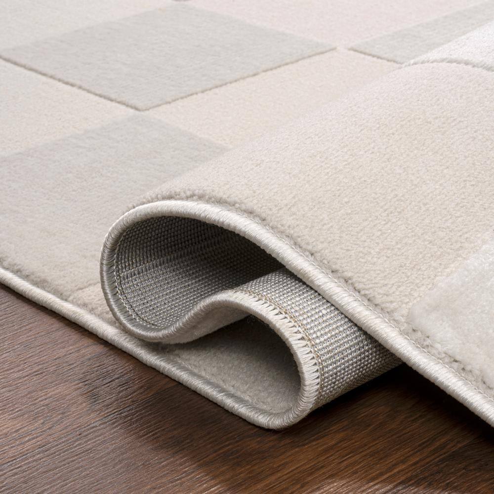 Thea White and Cream Geometric High-Low 3x5 Area Rug