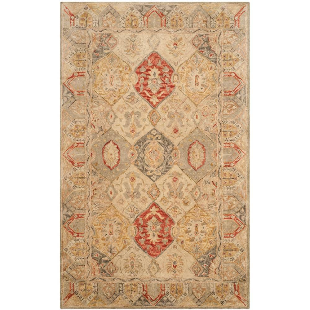 Handmade Tufted Round Red Wool Area Rug